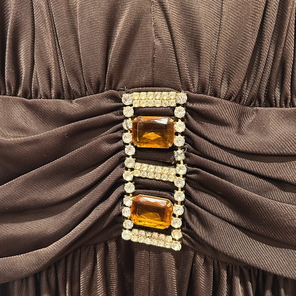 Marie Leavell Elegant Brown Sleeveless Dress S EUC - Picture 2 of 5